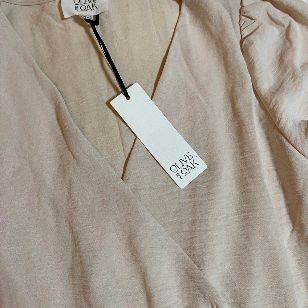 NWT | Olive & Oak | Cream Faux Wrap Blouse - Picture 5 of 15
